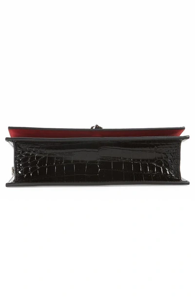 Alexander Mcqueen Medium Skull Croc Embossed Leather Top Handle Bag In 1000 Black