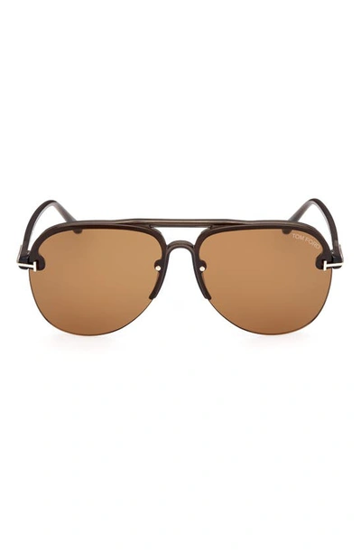 Shop Tom Ford Terry 62mm Oversize Aviator Sunglasses In Mastic / Brown