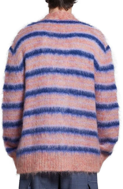 Shop Marni Stripe V-neck Mohair & Wool Blend Cardigan In Apricot