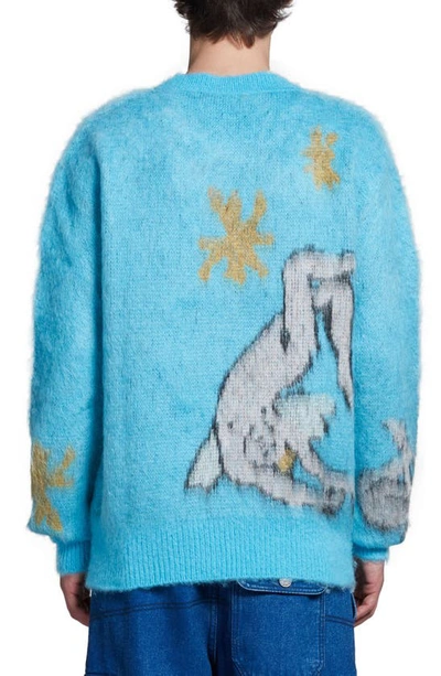 Shop Marni Intarsia Crewneck Sweater In Illusion Blue