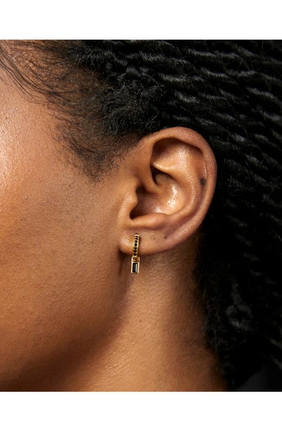 Monica Vinader Black Spinel Baguette Huggie Earrings In 18ct Gold Vermeil On Sterling