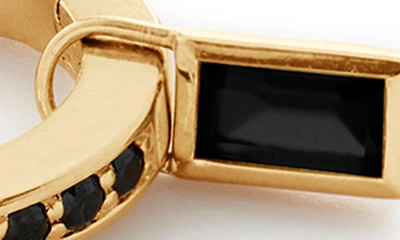 Shop Monica Vinader Black Spinel Baguette Huggie Earrings In 18ct Gold Vermeil On Sterling