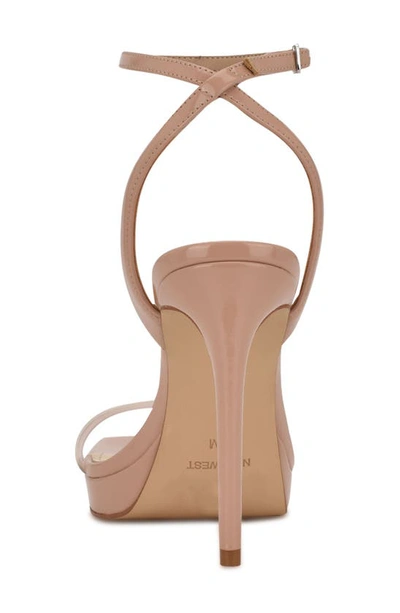 Shop Nine West Zadie Square Toe Sandal In Nude Patent/ Clear