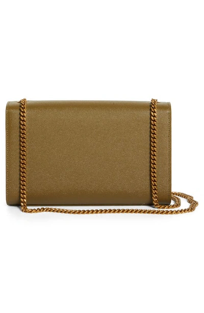 Shop Saint Laurent Medium Kate Pebbled Calfskin Shoulder Bag In Hazel Green