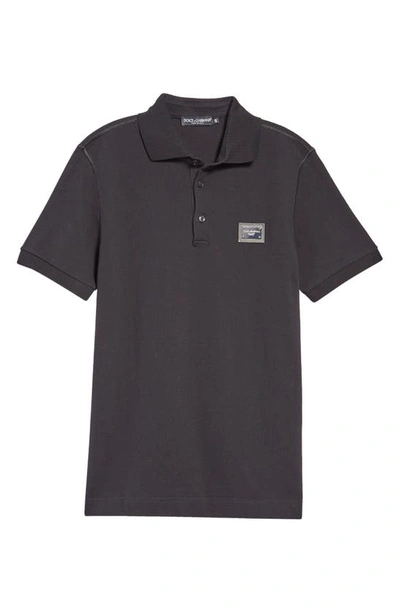Dolce & Gabbana Piquet Polo Shirt With Logo Plate In Black