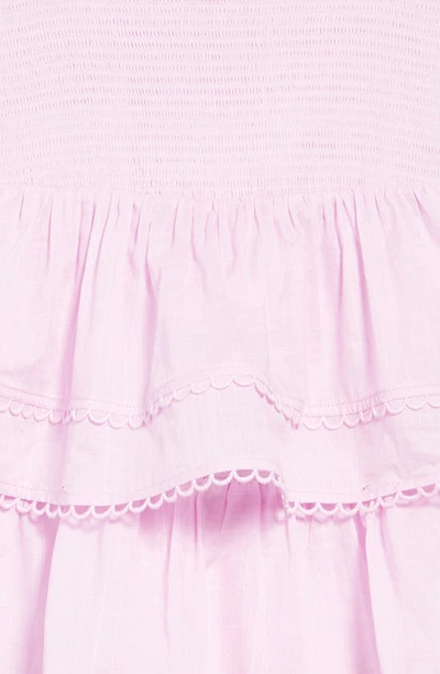 Shop Zimmermann Kids' Clover Tie Shoulder Shirred Tiered Cotton Dress In Lilac