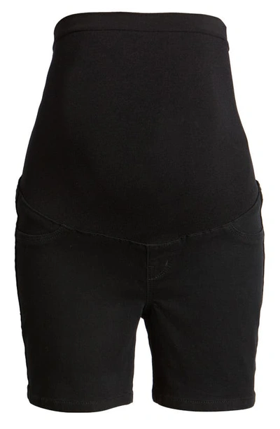 Shop 1822 Denim Belly Band Maternity Denim Shorts In Black