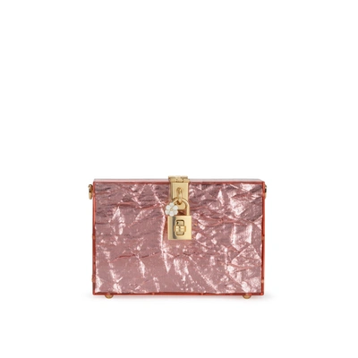 Shop Dolce & Gabbana Metallic Clutch In Pink