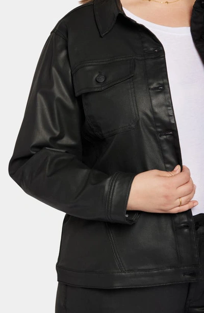 Shop Nydj Coated Stretch Denim Jacket In Black Coated