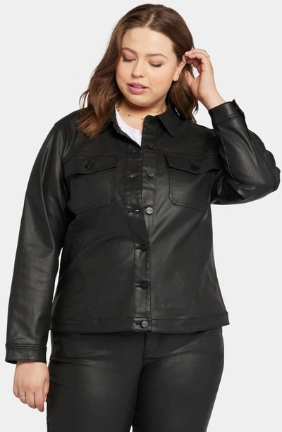 Shop Nydj Coated Stretch Denim Jacket In Black Coated