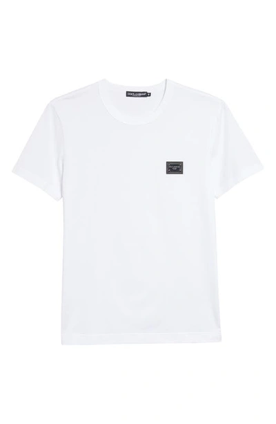 Shop Dolce & Gabbana Dolce&gabbana Logo Plate Crewneck Cotton T-shirt In Opt White