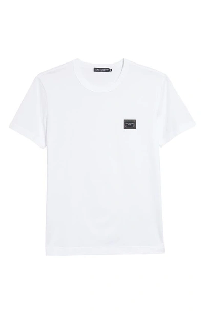 Dolce & Gabbana Logo Plate Crewneck Cotton T-shirt In Opt White