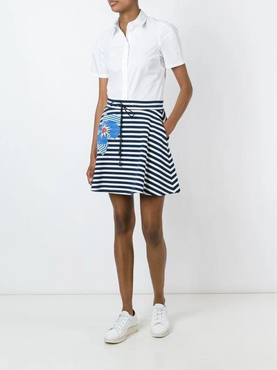 Shop Jil Sander Flower Appliqué Striped Skirt