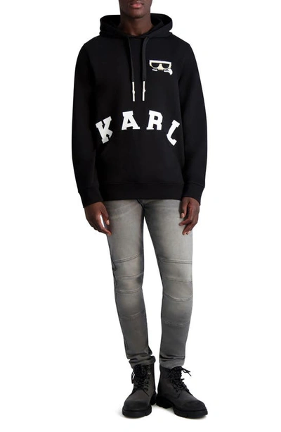 Shop Karl Lagerfeld Logo Pullover Hoodie In Black