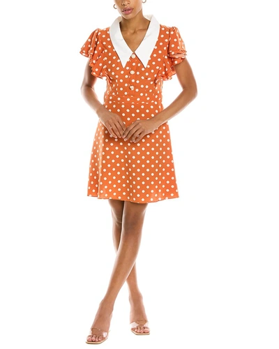 Shop Aiden Polka Dot Mini Dress In Orange