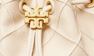 Shop Tory Burch Small Fleming Soft Leather Bucket Bag In New Cream