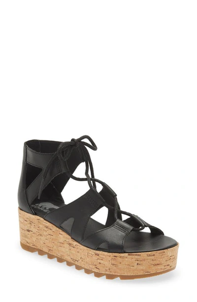 Shop Sorel Cameron Platform Gladiator Sandal In Black Gum 2