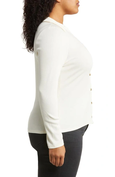 Shop Madewell Ruched Polo Cardigan In Antique Cream