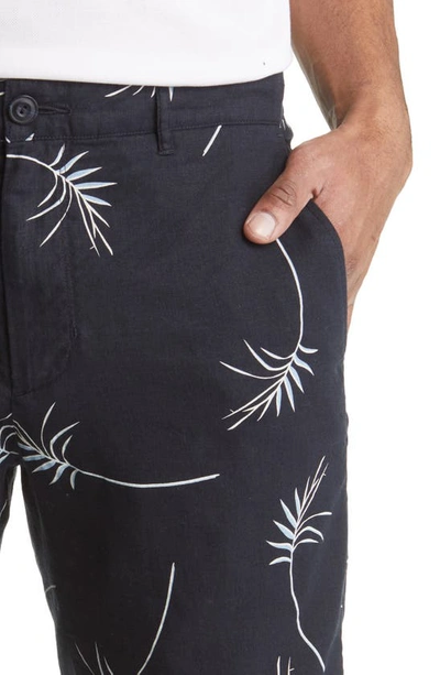 Shop Vince Willow Leaf Griffith Linen Blend Shorts In Coastal