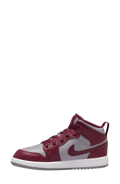 Shop Nike Kids' Air Jordan 1 Mid Sneaker In Red/ White/ Cement Grey