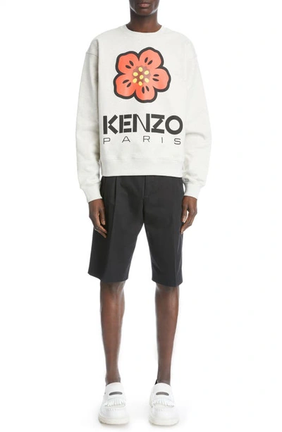 Shop Kenzo Boke Flower Stretch Cotton Graphic Sweatshirt In Pale Ivory Grey