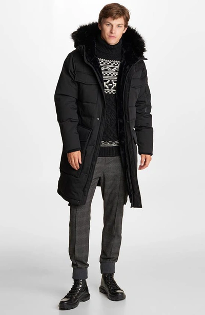 Shop Karl Lagerfeld Plaid Down & Feather Parka In Black