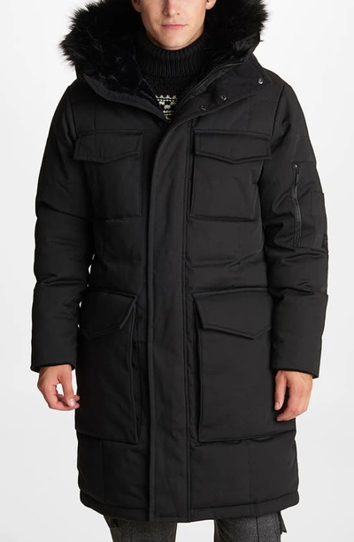 Shop Karl Lagerfeld Plaid Down & Feather Parka In Black
