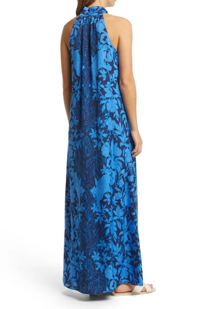 Shop Lilly Pulitzer Donita Floral Maxi Dress In Low Tide Navy Spotting