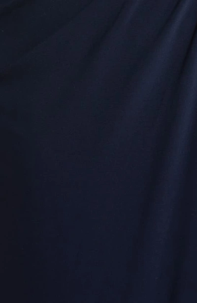 Alex Evenings Long Sleeve Surplice Neck Evening Dress In Dark Navy