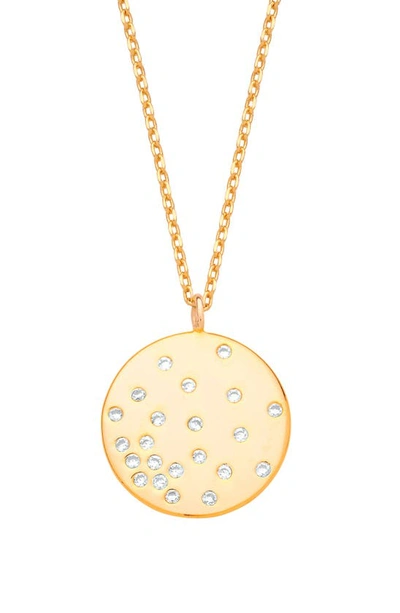 Shop Estella Bartlett Crystal Studded Disc Pendant Necklace In Gold