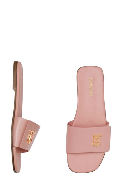 Shop Burberry Sloane Tb Monogram Slide Sandal In Dusky Pink