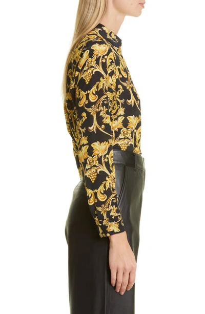 Shop Alice And Olivia Eloise Florentine Print Silk Blouse In Florence Scroll