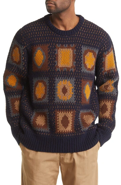 Shop Oliver Spencer Blenheim Wool Crewneck Sweater In Navy