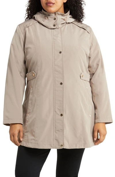 Gallery Water Resistant Rain Jacket In Taupe