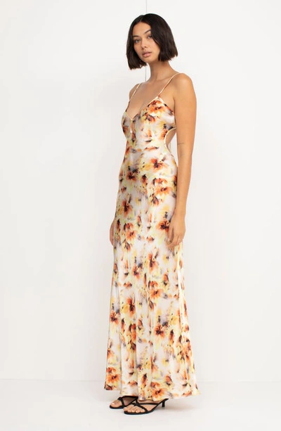 Shop Bec & Bridge Cedar City Floral Satin Maxi Dress In Sunset Floral