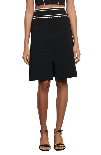 Shop Sandro Anna Contrast Detail A-line Skirt In Black