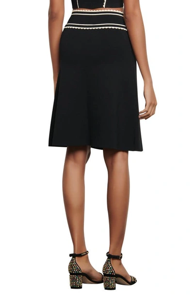 Shop Sandro Anna Contrast Detail A-line Skirt In Black