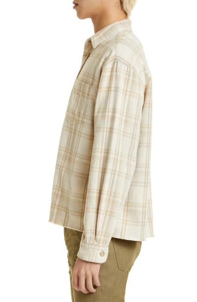 Shop John Elliott Hemi Oversize Check Cotton Flannel Button-up Shirt In Wheat Check