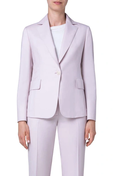 Shop Akris Miles One-button Wool Gabardine Blazer In Lily