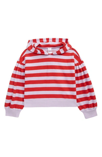 Shop Nordstrom Kids' Balloon Sleeve Hoodie In Purple Secret- Red Stripe