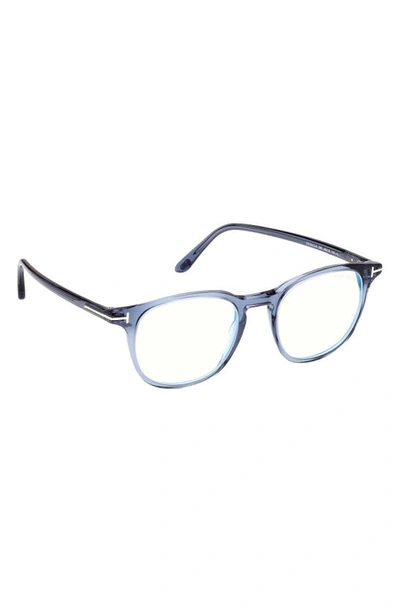 Shop Tom Ford 50mm Blue Light Blocking Glasses In Shiny Blue