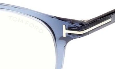 Shop Tom Ford 50mm Blue Light Blocking Glasses In Shiny Blue