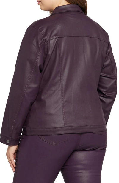 Nydj Coated Stretch Denim Jacket In Eggplant Coated