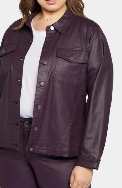 Nydj Coated Stretch Denim Jacket In Eggplant Coated
