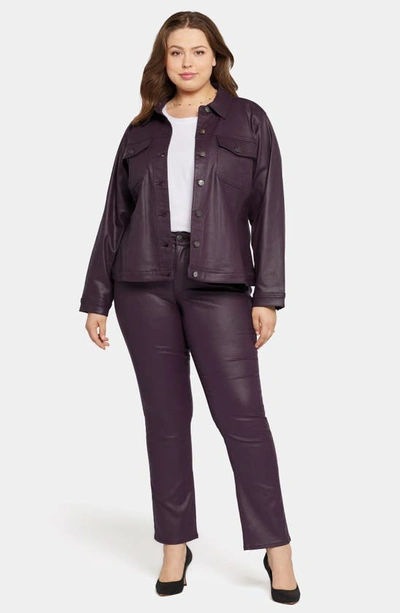Nydj Coated Stretch Denim Jacket In Eggplant Coated