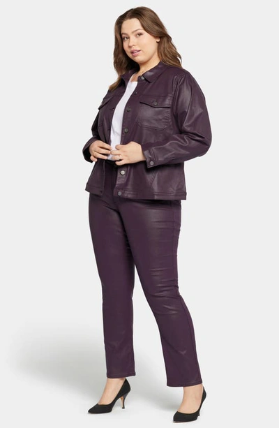 Nydj Coated Stretch Denim Jacket In Eggplant Coated
