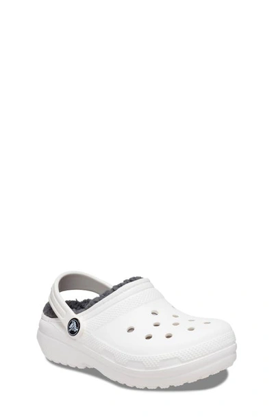 Shop Crocs Kids' Classic Faux Fur Lined Clog In White/ Grey