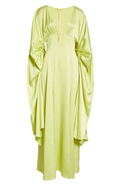 Shop Cult Gaia Winona Long Sleeve Satin Crepe Gown In Mantis