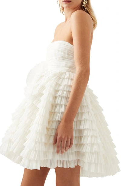 Shop Aje Expressive Strapless Ruffle Minidress In Ivory