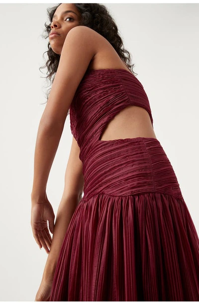 Shop Aje Laurier Wave Pleated Gown In Burgundy